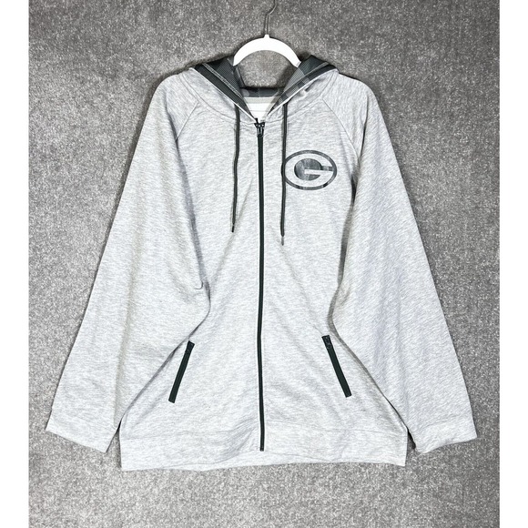 Zubaz NFL Team Apparel Green Bay Packers Full Zip Hoodie Mens Size‎ XXL Gray - Picture 1 of 10